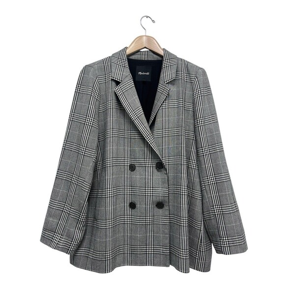 Madewell Caldwell Oversized Plaid Double Breasted Plaid Blazer Jacket Size L - Picture 9 of 12